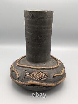 2 Vintage Colin Thorburn Raku Pot Vase Handmade British Studio Art Pottery
