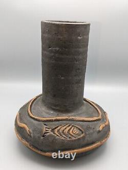 2 Vintage Colin Thorburn Raku Vase Handmade British Studio Art Pottery CT Mark