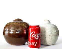 (2) Vintage MCM Fine Studio Art Ceramic Pottery Vessel Vase Signed