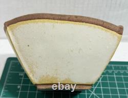 2 Vtg Hayne Bayless Studio Pottery Stoneware Tray Signed Tan Sq. Bowl Rare