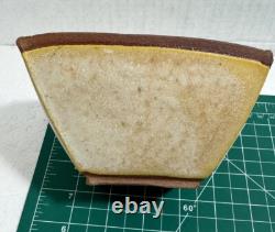 2 Vtg Hayne Bayless Studio Pottery Stoneware Tray Signed Tan Sq. Bowl Rare