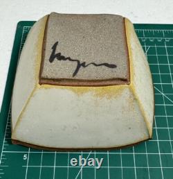 2 Vtg Hayne Bayless Studio Pottery Stoneware Tray Signed Tan Sq. Bowl Rare