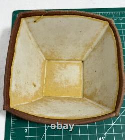 2 Vtg Hayne Bayless Studio Pottery Stoneware Tray Signed Tan Sq. Bowl Rare