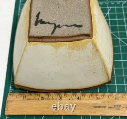 2 Vtg Hayne Bayless Studio Pottery Stoneware Tray Signed Tan Sq. Bowl Rare