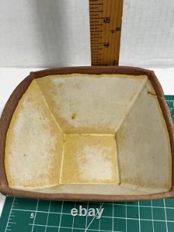 2 Vtg Hayne Bayless Studio Pottery Stoneware Tray Signed Tan Sq. Bowl Rare