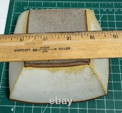 2 Vtg Hayne Bayless Studio Pottery Stoneware Tray Signed Tan Sq. Bowl Rare
