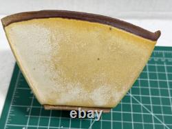 2 Vtg Hayne Bayless Studio Pottery Stoneware Tray Signed Tan Sq. Bowl Rare