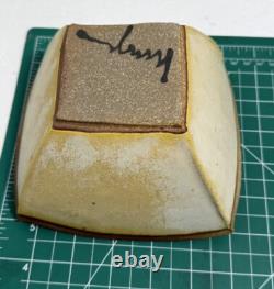 2 Vtg Hayne Bayless Studio Pottery Stoneware Tray Signed Tan Sq. Bowl Rare