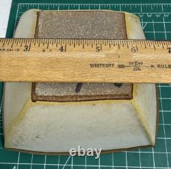 2 Vtg Hayne Bayless Studio Pottery Stoneware Tray Signed Tan Sq. Bowl Rare