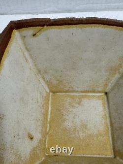2 Vtg Hayne Bayless Studio Pottery Stoneware Tray Signed Tan Sq. Bowl Rare