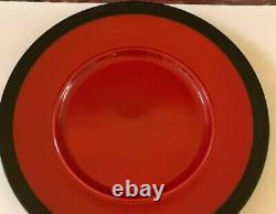 3 NEW Vintage Studio Pottery Red Lava Black Platter Plates Retro Decor Hand Made