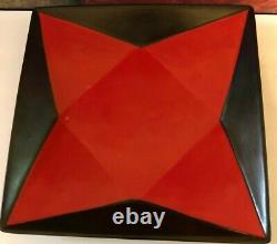 3 NEW Vintage Studio Pottery Red Lava Black Platter Plates Retro Decor Hand Made