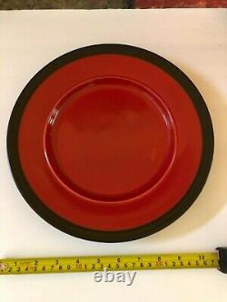 3 NEW Vintage Studio Pottery Red Lava Black Platter Plates Retro Decor Hand Made