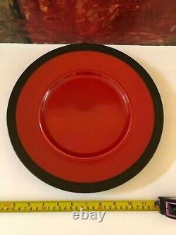 3 NEW Vintage Studio Pottery Red Lava Black Platter Plates Retro Decor Hand Made