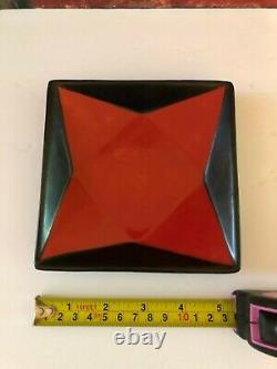 3 NEW Vintage Studio Pottery Red Lava Black Platter Plates Retro Decor Hand Made