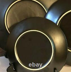 3 NEW Vintage Studio Pottery Red Lava Black Platter Plates Retro Decor Hand Made