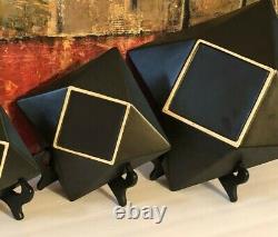 3 NEW Vintage Studio Pottery Red Lava Black Platter Plates Retro Decor Hand Made