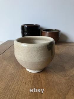 3 hand thrown tea bowls cups studio pottery group lot vintage mcm art set