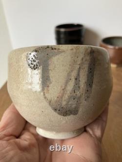 3 hand thrown tea bowls cups studio pottery group lot vintage mcm art set