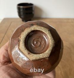 3 hand thrown tea bowls cups studio pottery group lot vintage mcm art set
