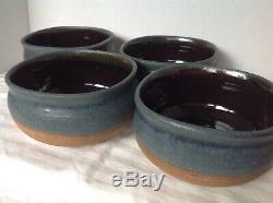 4 Marvin Garner Studio Pottery Stoneware Bowls Vintage Signed