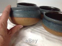 4 Marvin Garner Studio Pottery Stoneware Bowls Vintage Signed