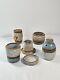 4 Piece Set Of Vintage J Jack Wells Studio Pottery 3 Color Speckled Glaze Signed