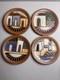 4 Vintage Terracotta Studio Pottery Plates Set Signed Mid Century Tableware Deco