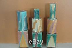 5 Vintage 1986 Sara Post Studio Art Pottery Candle Sticks