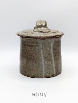 5 Vintage Jeff Oestreich Green Lidded Jar Studio Art Pottery Signed MCM