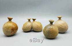 60s modern vtg Studio Pottery HEIJU OAK PACKARD Japanese American weed pots (4)