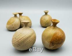 60s modern vtg Studio Pottery HEIJU OAK PACKARD Japanese American weed pots (4)