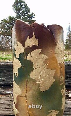 6131 HUGE Maple Leaf Signed CLAY, SLAB Constructed 15 Art Studio Pottery Vas