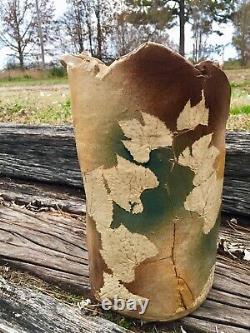 6131 HUGE Maple Leaf Signed CLAY, SLAB Constructed 15 Art Studio Pottery Vas