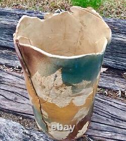 6131 HUGE Maple Leaf Signed CLAY, SLAB Constructed 15 Art Studio Pottery Vas