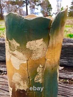 6131 HUGE Maple Leaf Signed CLAY, SLAB Constructed 15 Art Studio Pottery Vas