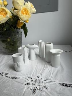 6 White Ceramic Vases, German Porcelain, Rosenthal, Thomas Vintage