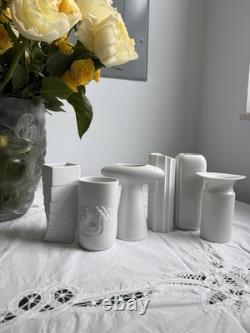 6 White Ceramic Vases, German Porcelain, Rosenthal, Thomas Vintage