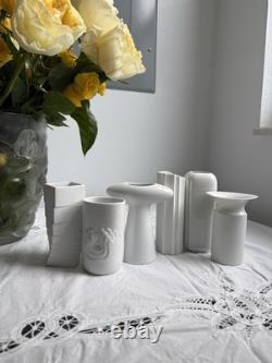 6 White Ceramic Vases, German Porcelain, Rosenthal, Thomas Vintage