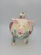 80's Vintage Pig Bowl With Lid Studio Art Pottery Glazed Abstract Pattern Signed