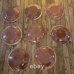 8 Vintage Red Clay Splatterware Dinner Plate Set Rare Find Studio Pottery