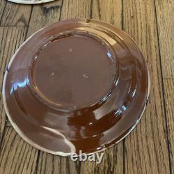 8 Vintage Red Clay Splatterware Dinner Plate Set Rare Find Studio Pottery