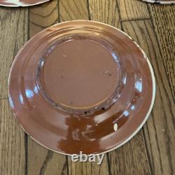8 Vintage Red Clay Splatterware Dinner Plate Set Rare Find Studio Pottery