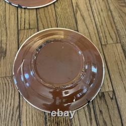 8 Vintage Red Clay Splatterware Dinner Plate Set Rare Find Studio Pottery