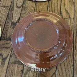 8 Vintage Red Clay Splatterware Dinner Plate Set Rare Find Studio Pottery
