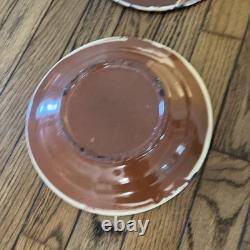 8 Vintage Red Clay Splatterware Dinner Plate Set Rare Find Studio Pottery