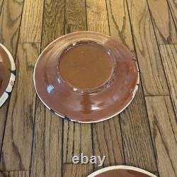 8 Vintage Red Clay Splatterware Dinner Plate Set Rare Find Studio Pottery