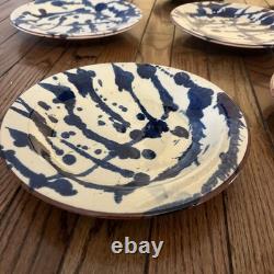 8 Vintage Red Clay Splatterware Dinner Plate Set Rare Find Studio Pottery