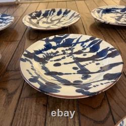 8 Vintage Red Clay Splatterware Dinner Plate Set Rare Find Studio Pottery