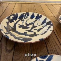 8 Vintage Red Clay Splatterware Dinner Plate Set Rare Find Studio Pottery